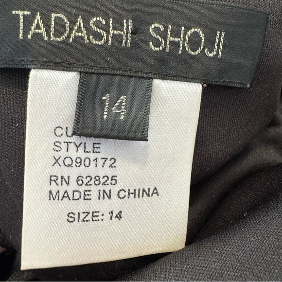 Tadashi Shoji Black Illusion Cocktail Mesh Tulle Long Sleeve Mini Dress - Picture 2 of 6